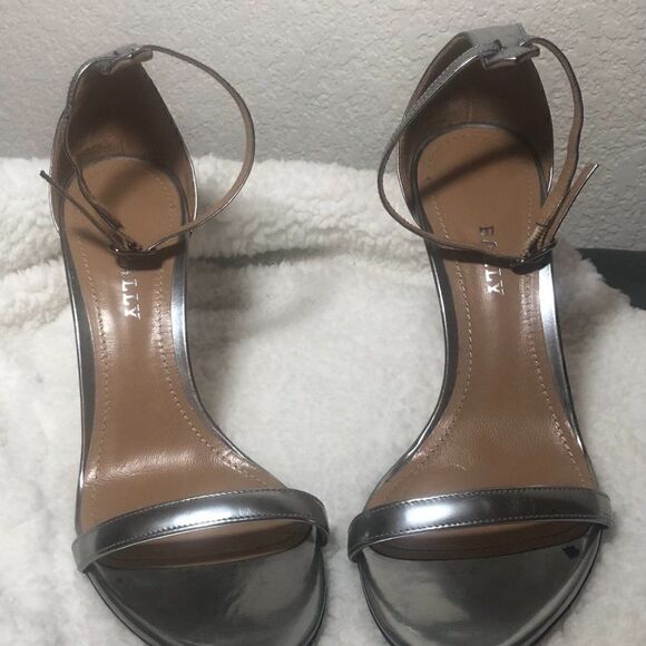 Bally Silver Ankle Strap Sandals 38 1/2 - Picture 1 of 8